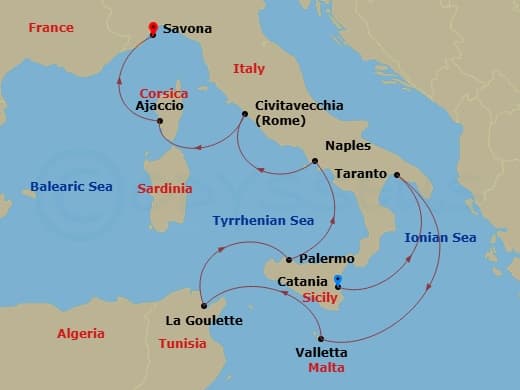 Itinerary map