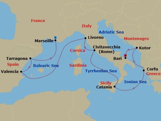 Itinerary map