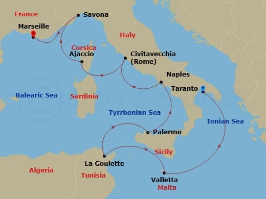 Itinerary map