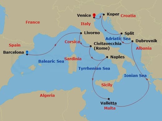 Itinerary map