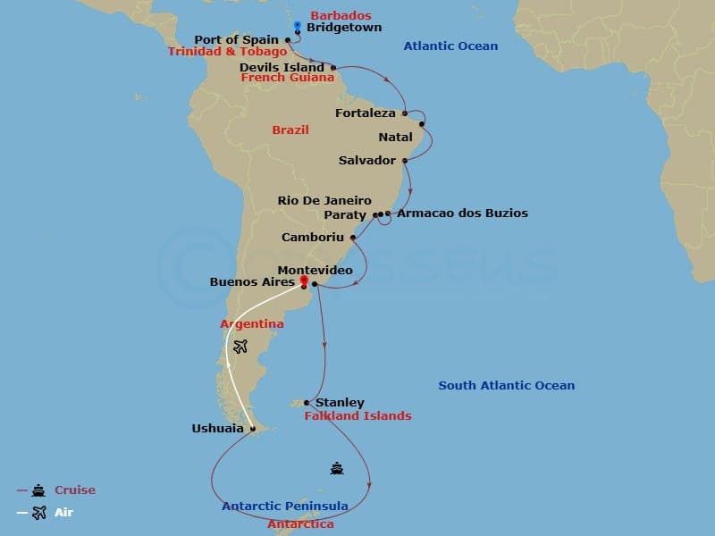 Itinerary map