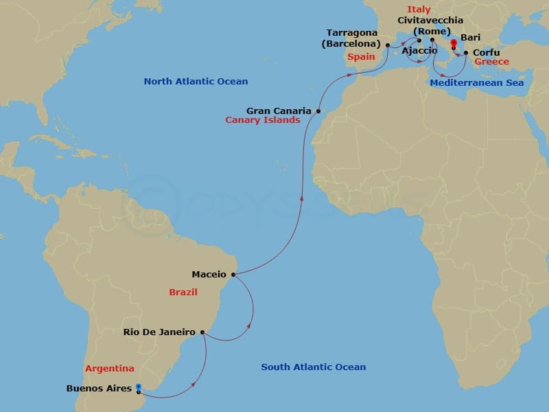 Itinerary map