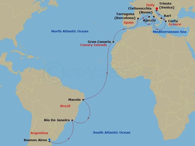 Itinerary map