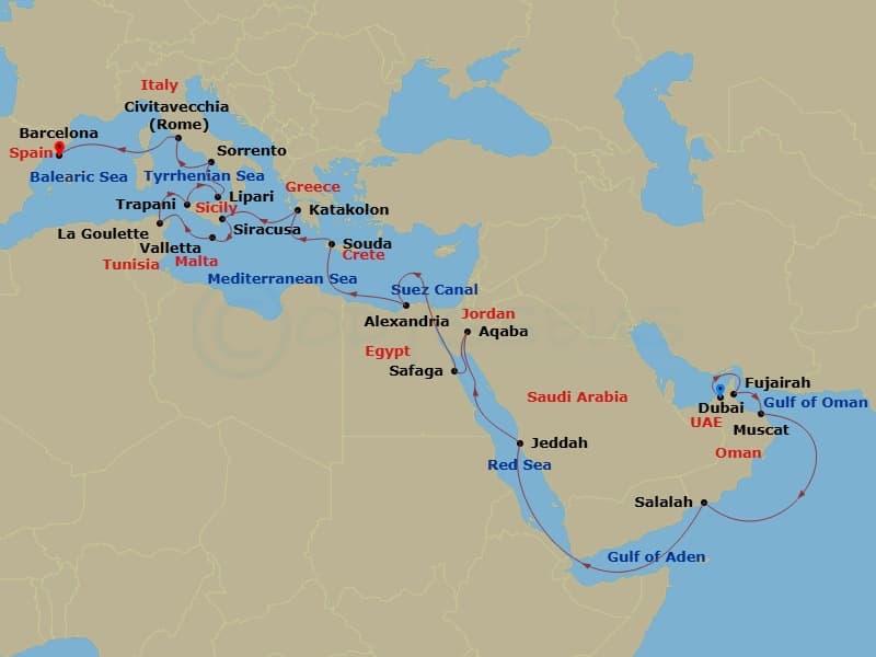 Itinerary map