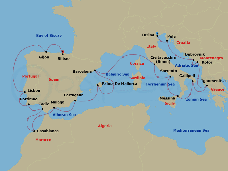 Itinerary map