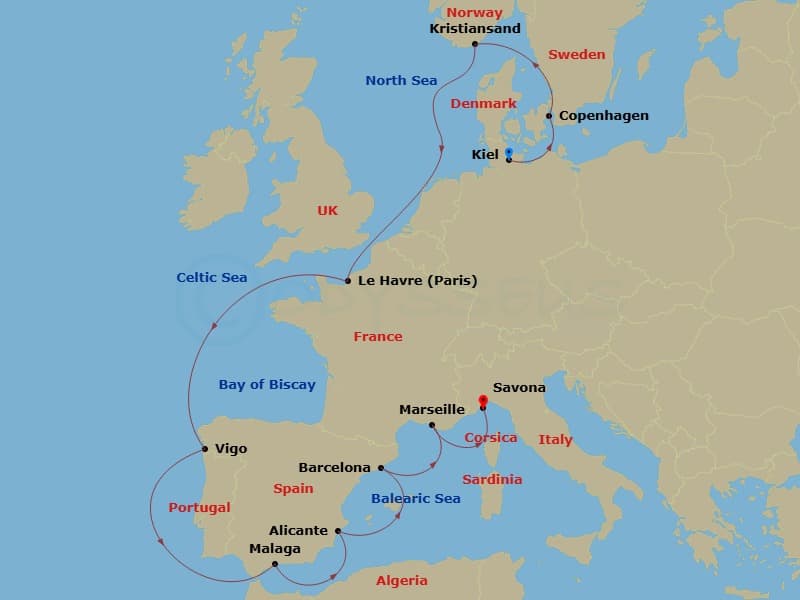 Itinerary map