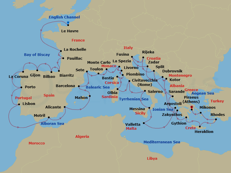 Itinerary map
