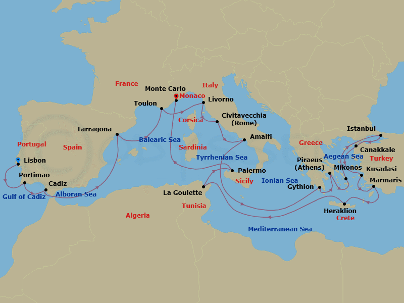 Itinerary map