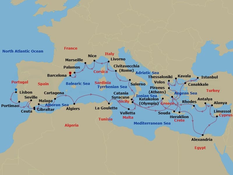 Itinerary map