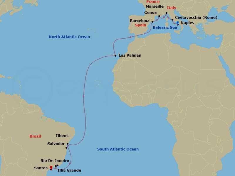 Itinerary map