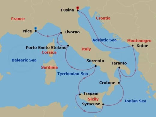 Itinerary map