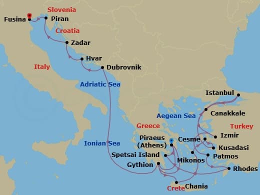 Itinerary map
