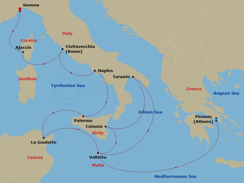 Itinerary map