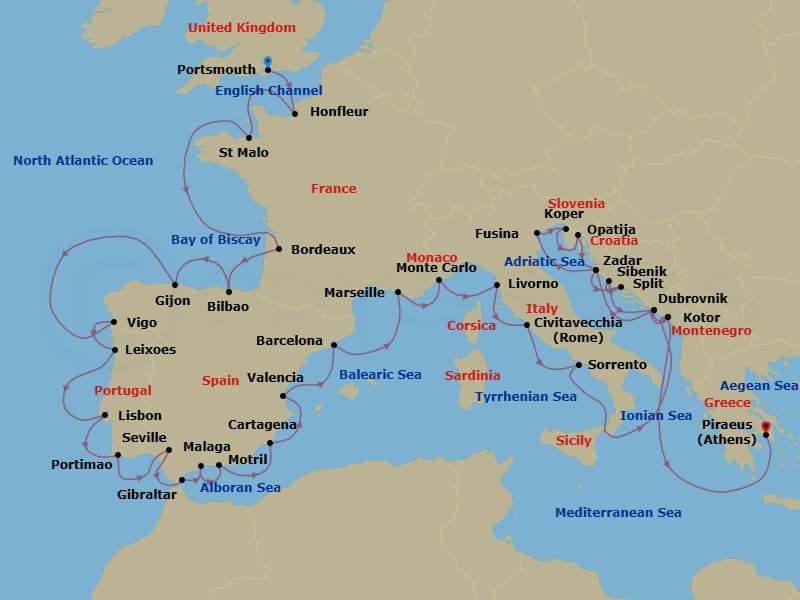 Itinerary map