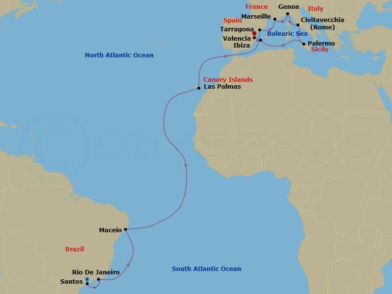 Itinerary map