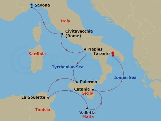 Itinerary map