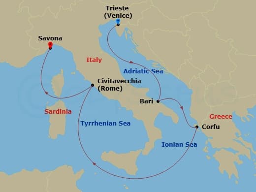 Itinerary map
